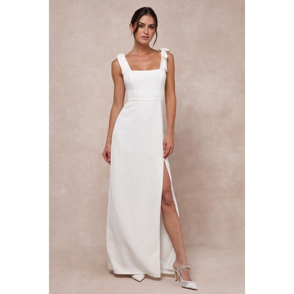 Lulus Your Sweetie White Tie-strap Column Maxi Dress - Size L